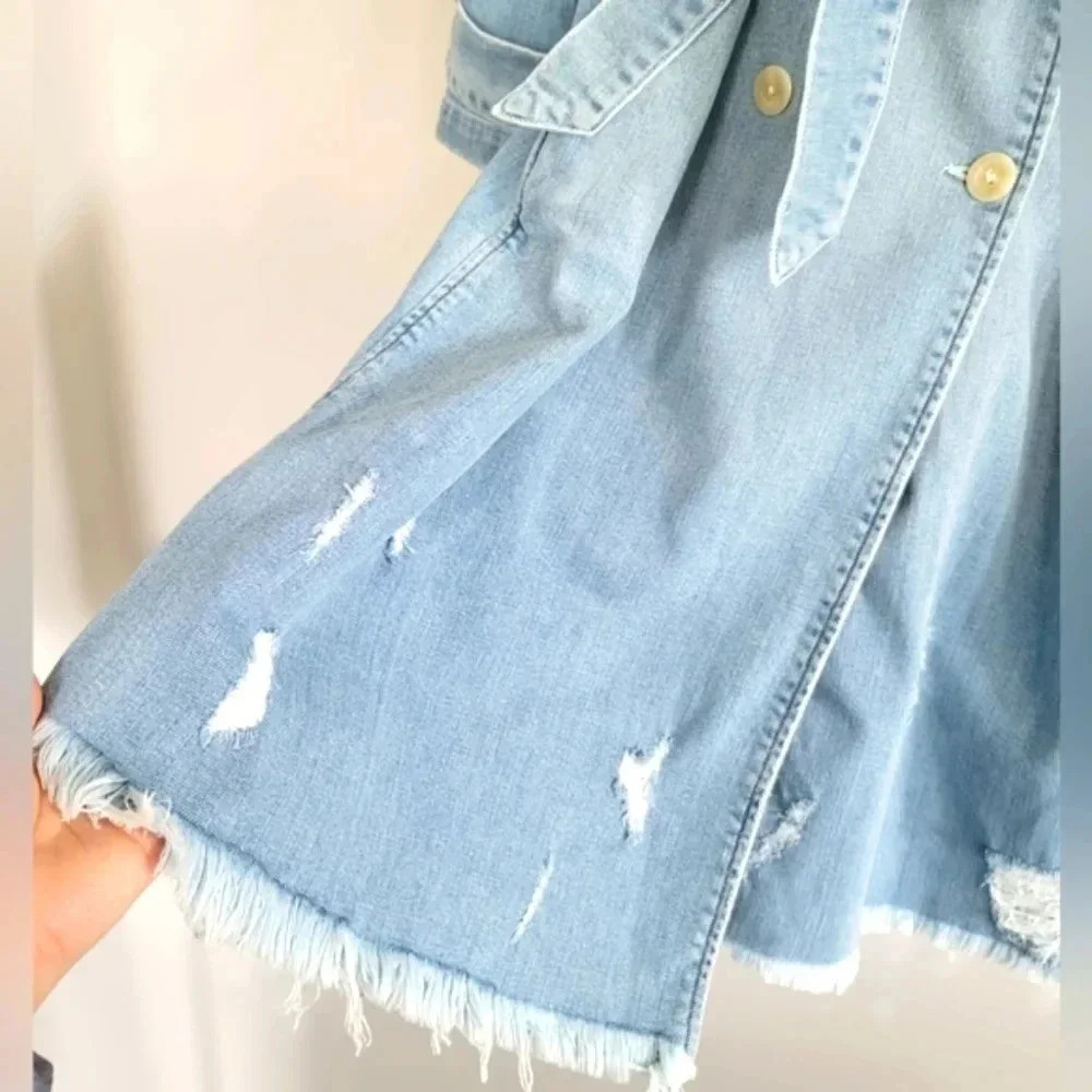 *EUC* FRAME Le Denim Trench Coat, Daphne Sz Medium - Picture 7 of 11